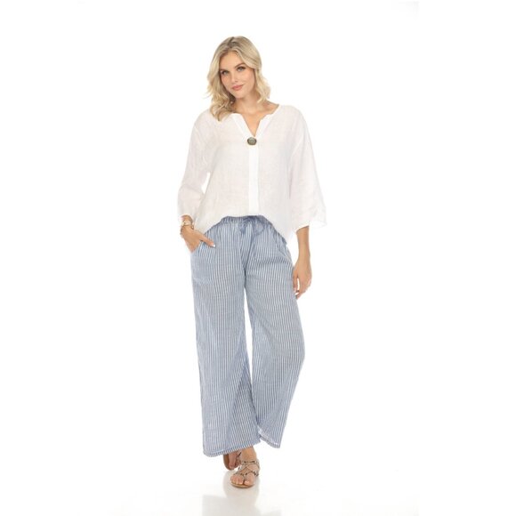 Navy Striped Drawstring Pant With Pockets - Picture 1 of 4